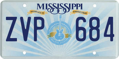 MS license plate ZVP684