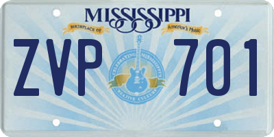 MS license plate ZVP701