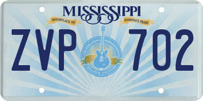 MS license plate ZVP702