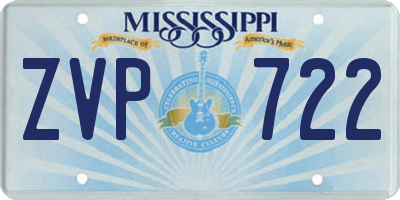 MS license plate ZVP722