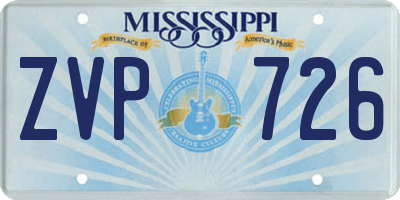 MS license plate ZVP726