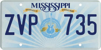 MS license plate ZVP735