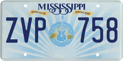 MS license plate ZVP758
