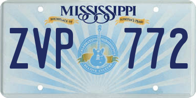 MS license plate ZVP772