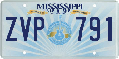 MS license plate ZVP791