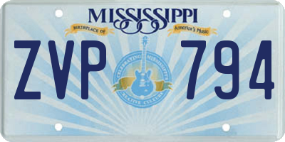 MS license plate ZVP794