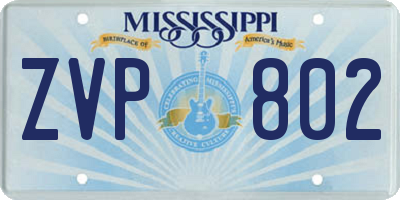 MS license plate ZVP802