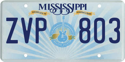 MS license plate ZVP803