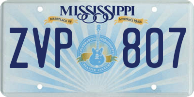 MS license plate ZVP807