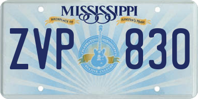MS license plate ZVP830