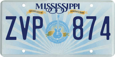 MS license plate ZVP874