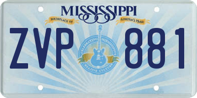 MS license plate ZVP881