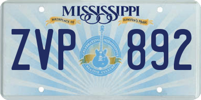 MS license plate ZVP892