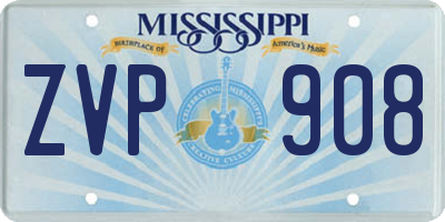 MS license plate ZVP908