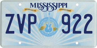MS license plate ZVP922