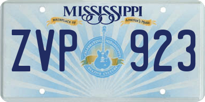 MS license plate ZVP923