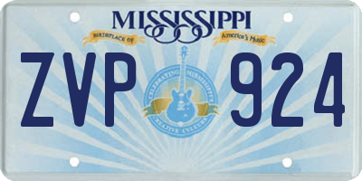 MS license plate ZVP924