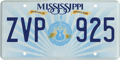 MS license plate ZVP925