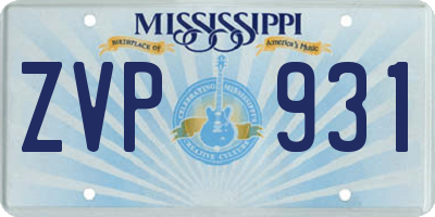 MS license plate ZVP931