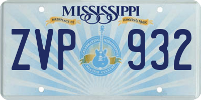 MS license plate ZVP932