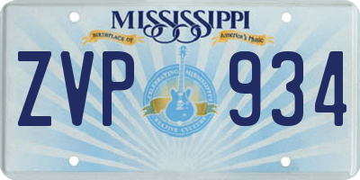 MS license plate ZVP934