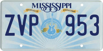 MS license plate ZVP953