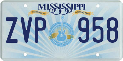 MS license plate ZVP958