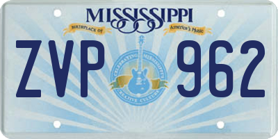 MS license plate ZVP962