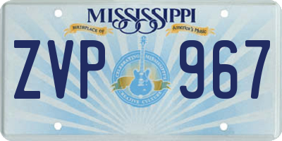 MS license plate ZVP967