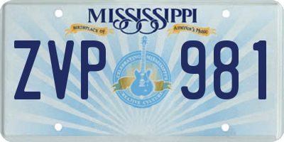 MS license plate ZVP981
