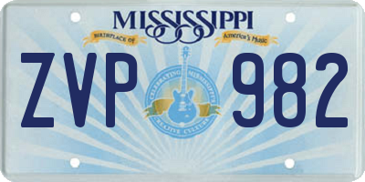 MS license plate ZVP982