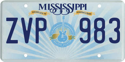 MS license plate ZVP983