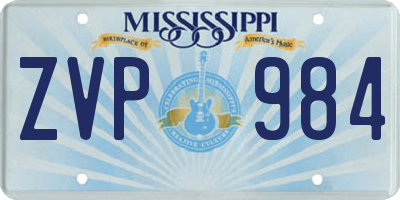 MS license plate ZVP984