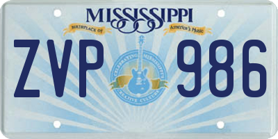 MS license plate ZVP986