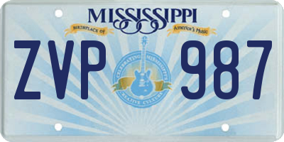 MS license plate ZVP987