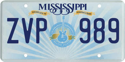 MS license plate ZVP989