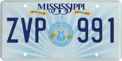 MS license plate ZVP991