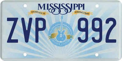 MS license plate ZVP992