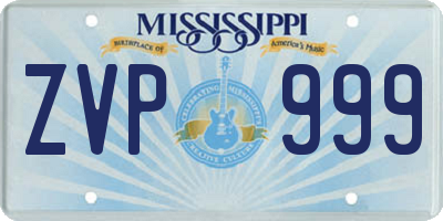 MS license plate ZVP999