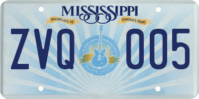 MS license plate ZVQ005