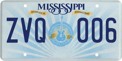 MS license plate ZVQ006