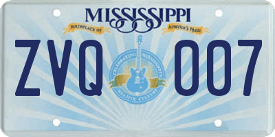 MS license plate ZVQ007