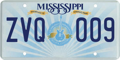 MS license plate ZVQ009