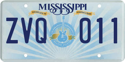 MS license plate ZVQ011