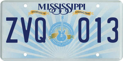 MS license plate ZVQ013