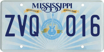 MS license plate ZVQ016
