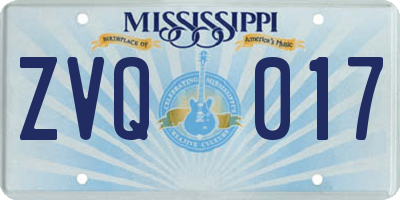 MS license plate ZVQ017
