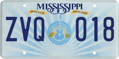 MS license plate ZVQ018