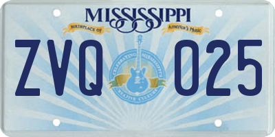 MS license plate ZVQ025