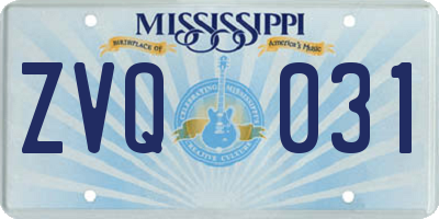MS license plate ZVQ031
